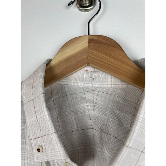 NWT J. Hilburn Men's Tan 100% Linen Button Up Short Sleeve Shirt - Picture 4 of 10